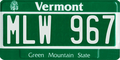 VT license plate MLW967