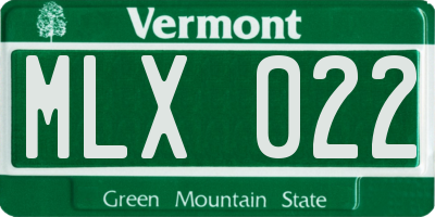VT license plate MLX022