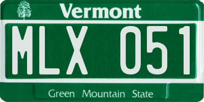 VT license plate MLX051