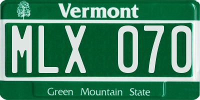 VT license plate MLX070