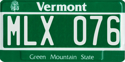 VT license plate MLX076