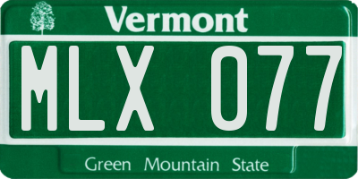 VT license plate MLX077