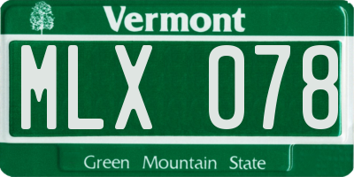 VT license plate MLX078