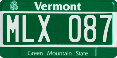 VT license plate MLX087