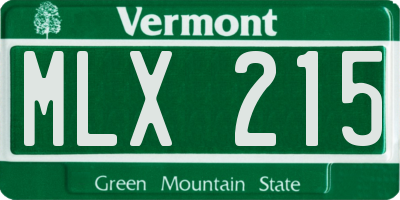 VT license plate MLX215