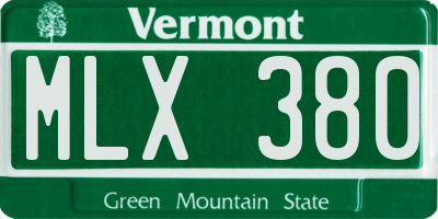 VT license plate MLX380