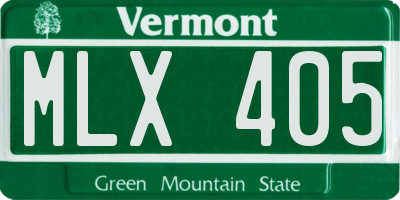VT license plate MLX405