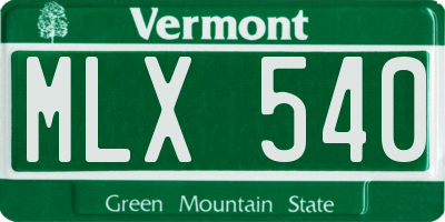 VT license plate MLX540