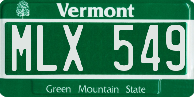 VT license plate MLX549