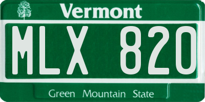 VT license plate MLX820
