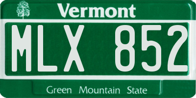 VT license plate MLX852