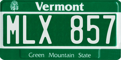 VT license plate MLX857