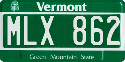 VT license plate MLX862