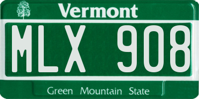 VT license plate MLX908