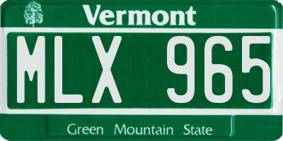 VT license plate MLX965