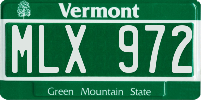 VT license plate MLX972