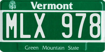 VT license plate MLX978