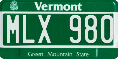 VT license plate MLX980
