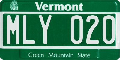VT license plate MLY020