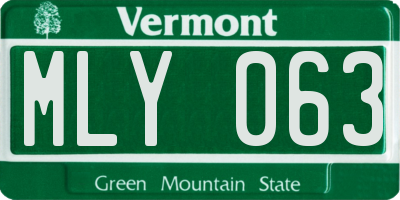 VT license plate MLY063