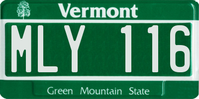 VT license plate MLY116