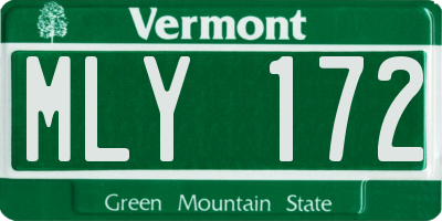 VT license plate MLY172