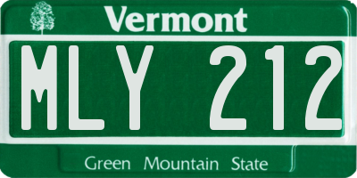 VT license plate MLY212