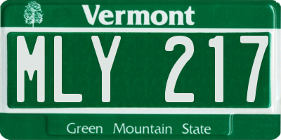 VT license plate MLY217