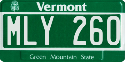 VT license plate MLY260