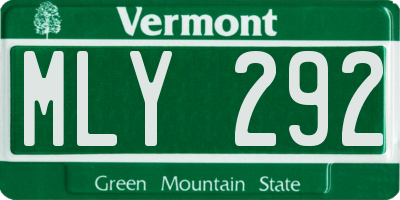 VT license plate MLY292