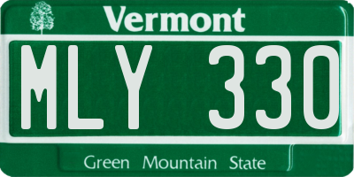 VT license plate MLY330
