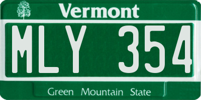 VT license plate MLY354