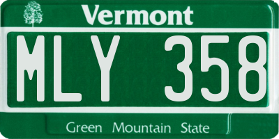 VT license plate MLY358