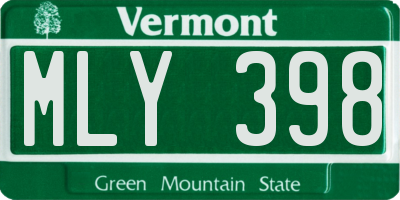 VT license plate MLY398