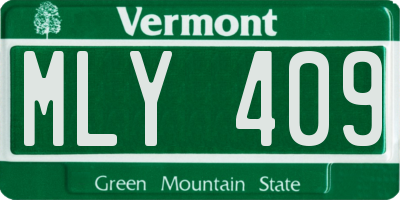 VT license plate MLY409
