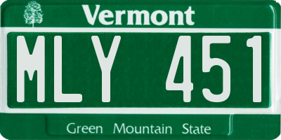 VT license plate MLY451