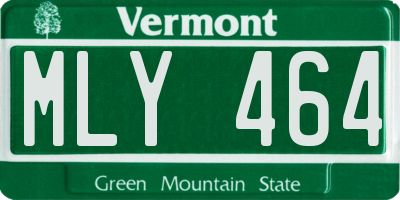 VT license plate MLY464