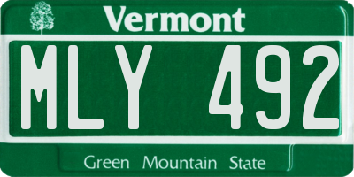 VT license plate MLY492