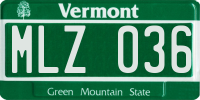 VT license plate MLZ036