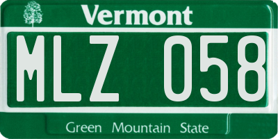 VT license plate MLZ058