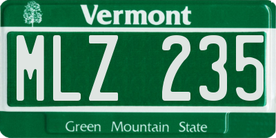 VT license plate MLZ235