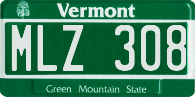 VT license plate MLZ308