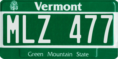 VT license plate MLZ477