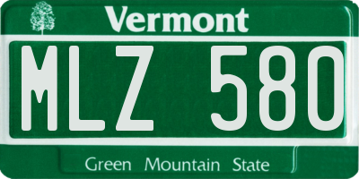 VT license plate MLZ580