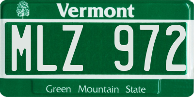 VT license plate MLZ972