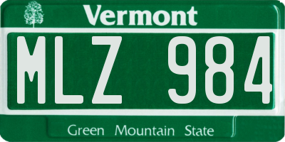 VT license plate MLZ984