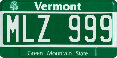 VT license plate MLZ999
