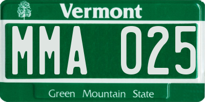 VT license plate MMA025