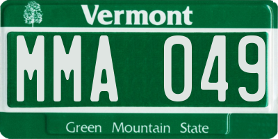 VT license plate MMA049