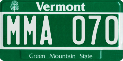 VT license plate MMA070